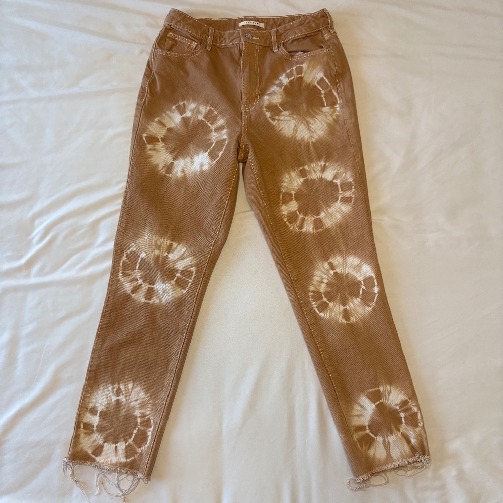 PacSun High Rise Tie-Dye Circle Pattern Jeans in Brown & White